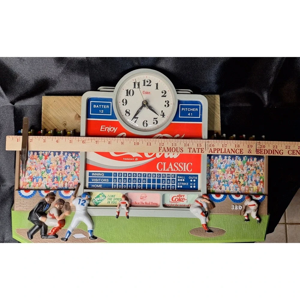 Vintage‎ Coca-Cola Classic Baseball Scoreboard Wall Clock Stadium Decor 20x12.5